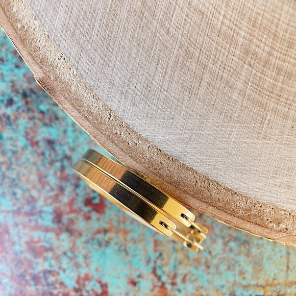 Brushed Gold Square Tube Hoop Earrings - Picture 7 of 7